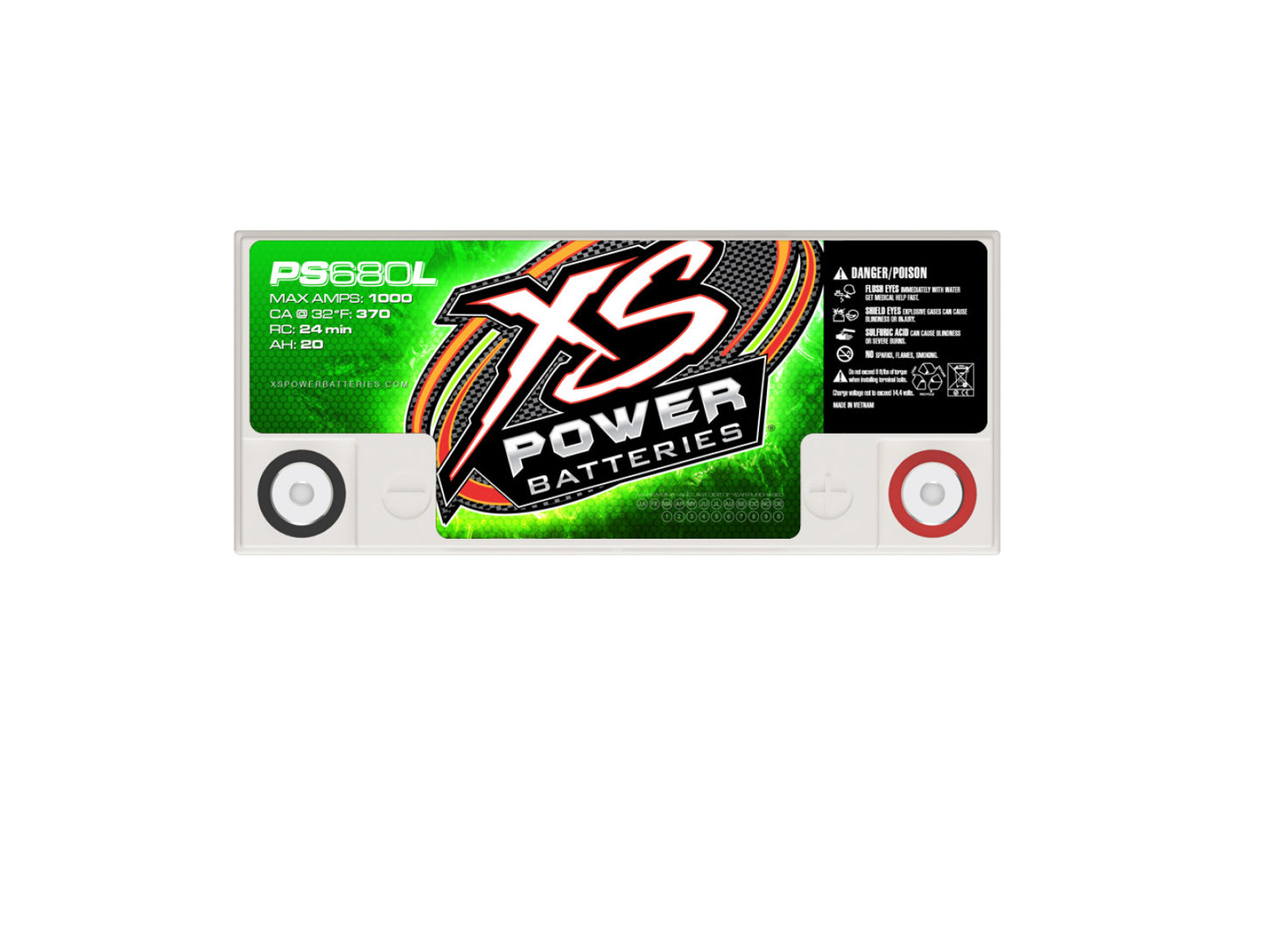 XS Power Batteries 12V AGM Powersports Series Batteries - M6 Terminal Bolts Included 1000 Max Amps PS680L