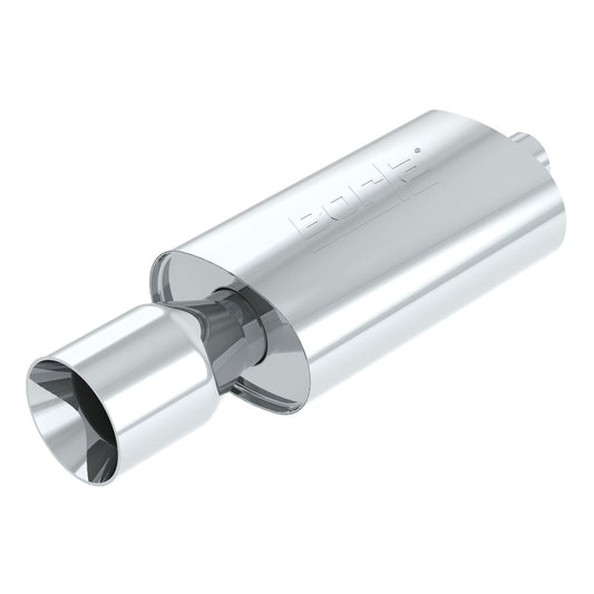 Borla Boomers Muffler Wailtail 2.25in Center Inlet/ 5in Single Round Tip 5.5in x 8.5in Oval x 14in Long Body 40061