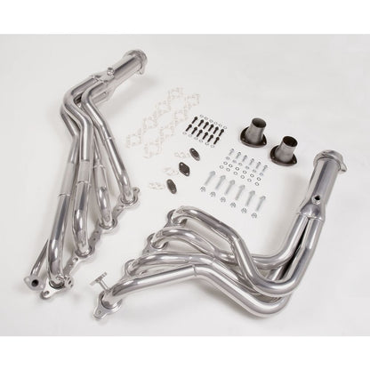 Hedman Hedders STEPPED-HTC HEADERS FOR 1998-2002 CHEVROLET CAMARO OR PONTIAC FIREBIRD; 5.7L LS ENGINE; 1-5/8 IN. TO 1-3/4 IN. STEPPED TUBE DIAMETER; 3 IN. BALL/SOCKET COLLECTOR; HTC POLISHED SILVER CERAMIC-METALLIC FINISH; MILD STEEL CONSTRUCTION 66534