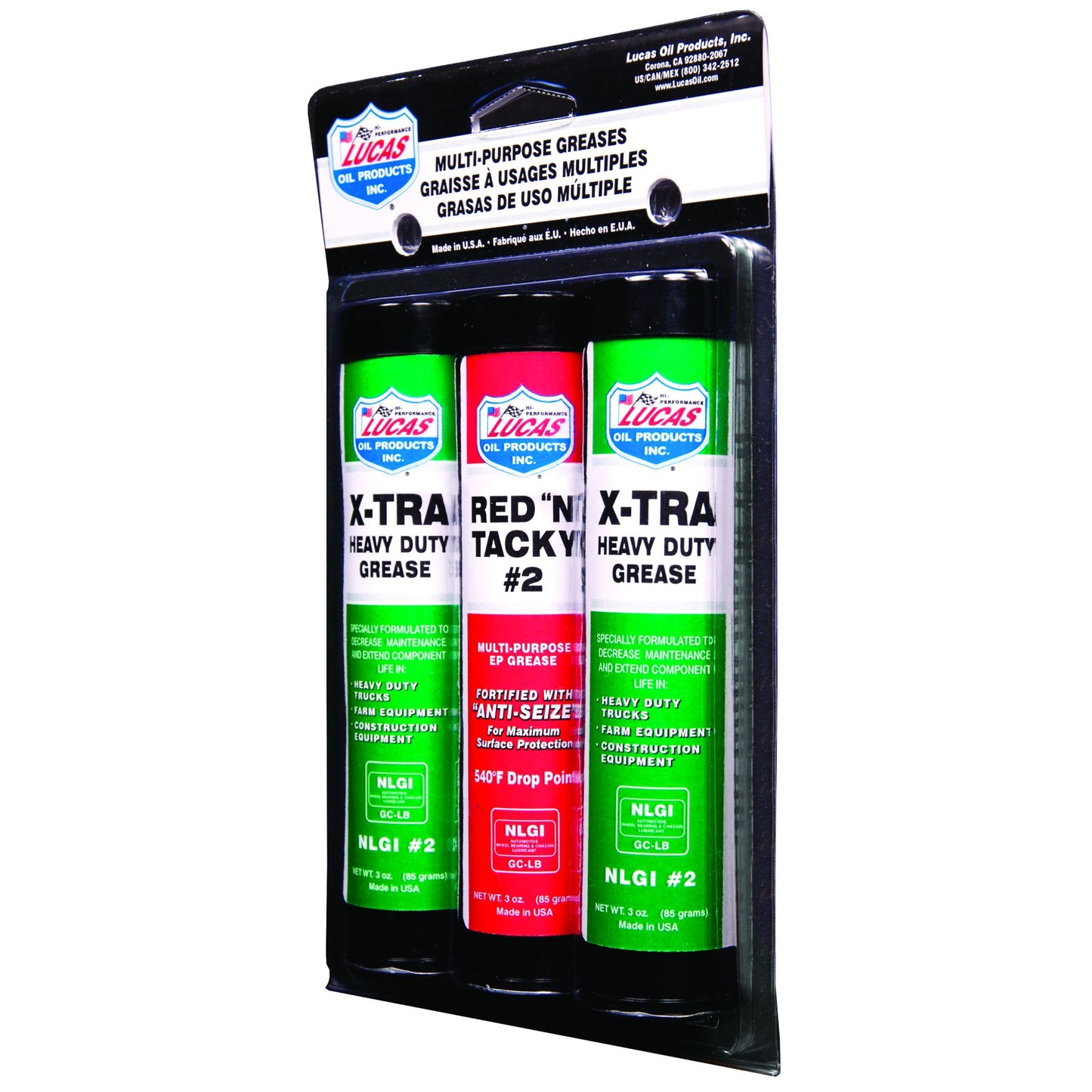 Lucas Oil Products 3oz.Grease Combo Pack (2) X-tra HD, (1) Red N Tacky 10315