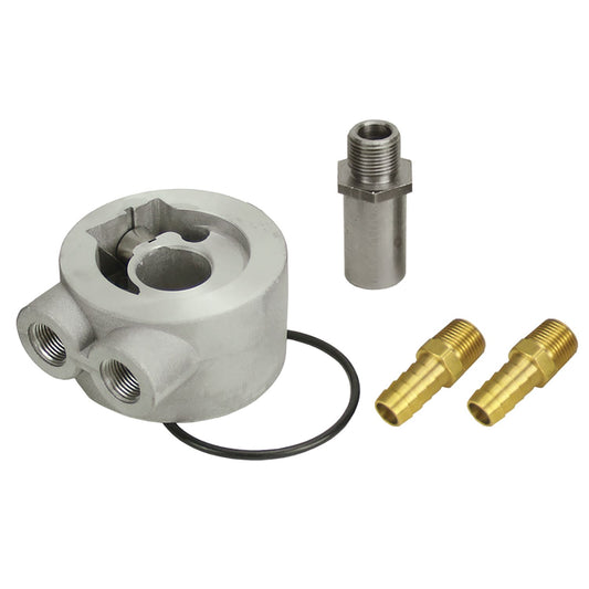 Derale Thermostatic Sandwich Adapter Kit with 3/8" NPT Ports and 18x1.5mm Filter Thread 15733