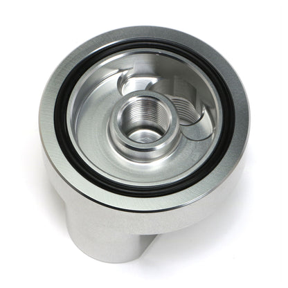 HAMBURGER'S PERFORMANCE PRODUCTS SPIN-ON BYPASS ADAPTER; BUICK OLDS PONTIAC; 13/16 IN.-16 FILTER THREADS; -12AN PORTS- BILLET ALUMINUM 3324