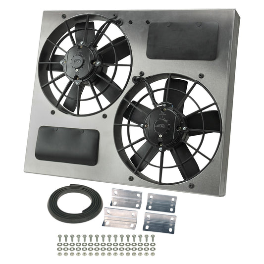 Derale Powerpack - High Output Dual 11" Electric RAD Fan/Aluminum Shroud Kit 16830