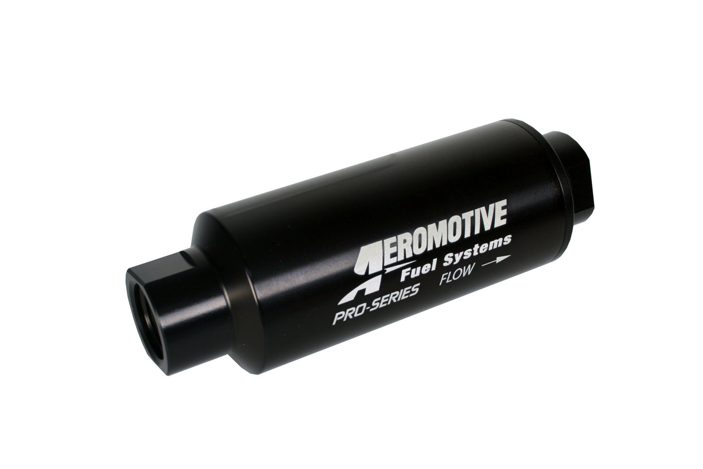 Aeromotive Filter, In-Line, 10-m Fabric Element, ORB-12 Port, Black Hardcoat Pro-Series, 2-1/2" OD 12310