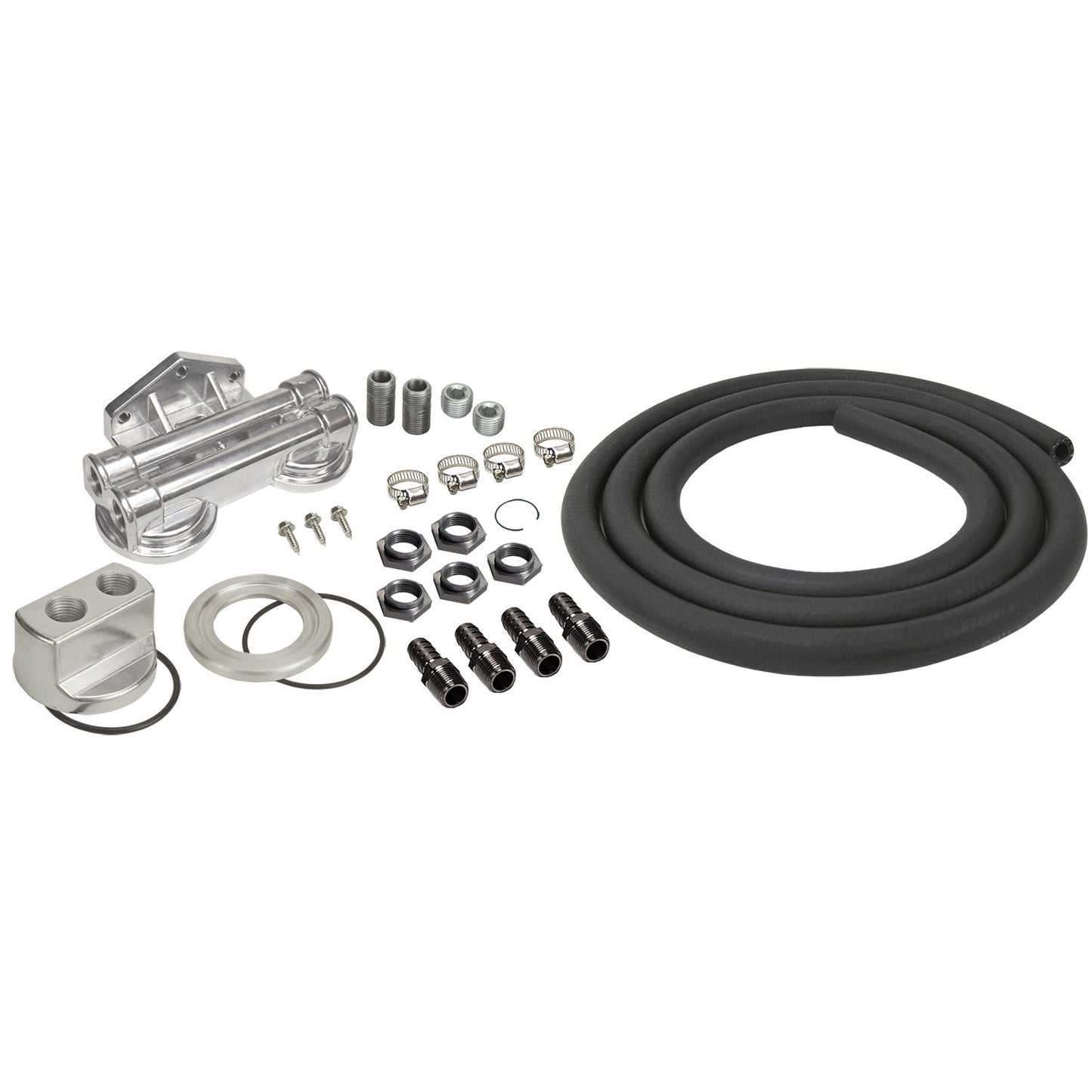 Derale Dual Mount Univ Oil Filter Relocation Kit, 1/2" NPT Ports, 3/4"-16 Filter Thread 15749