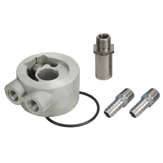 Derale Thermostatic Sandwich Adapter Kit with 3/8" NPT Ports and 3/4"-16 Filter Thread 15730