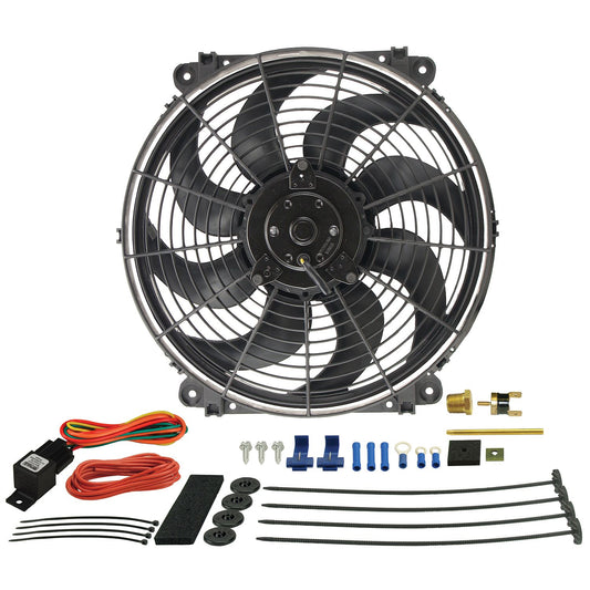 Derale 14" Tornado Electric Fan & 180 DegreeF Dual Probe Fan Controller Kit 16014