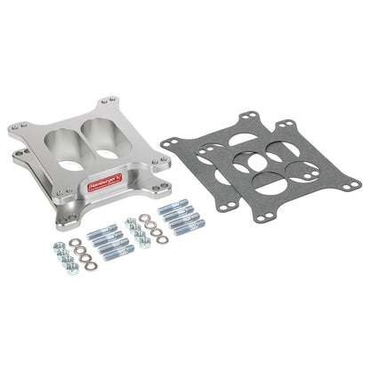 HAMBURGER'S PERFORMANCE PRODUCTS OPEN PLENUM CARBURETOR SPACER- HOLLEY DUAL PLANE; 2 IN. TALL- BILLET ALUMINUM 3218