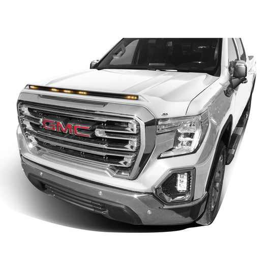 Auto Ventshade 753075-G1W Aeroskin LightShield Color Hood Protector White Frost Tricoat for 2017-2020 GMC Sierra Incl. 2019 1500 Limited