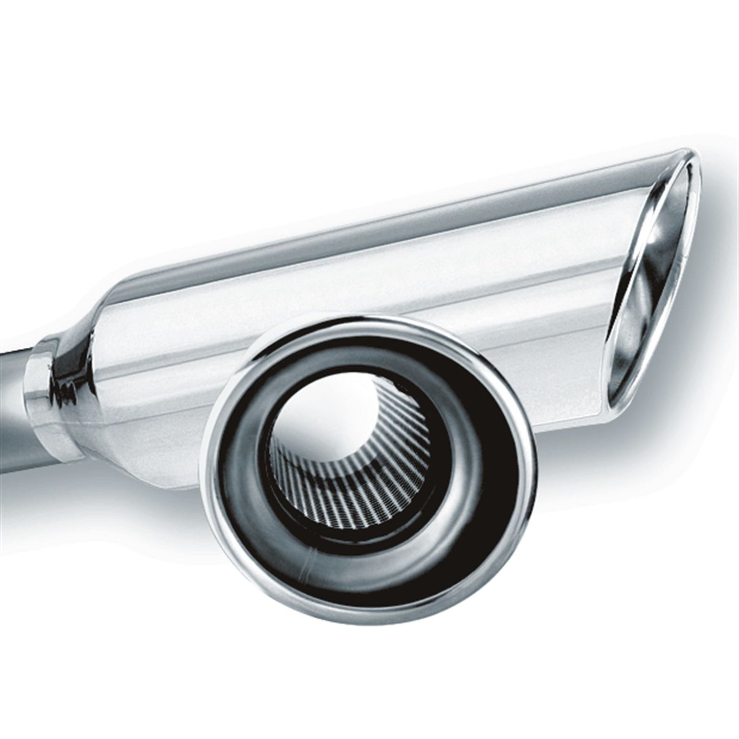 Borla Tip 2.25in Inlet/ 4in Outlet Single Round Rolled Angle-Cut Lined Resonated 20248