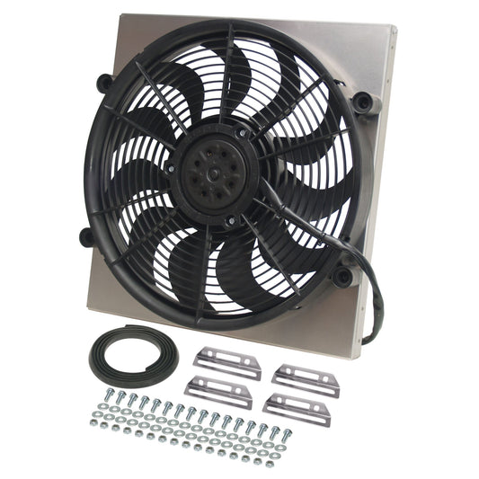 Derale Powerpack - High Output Single 17" Electric RAD Fan/Aluminum Shroud Kit 16816