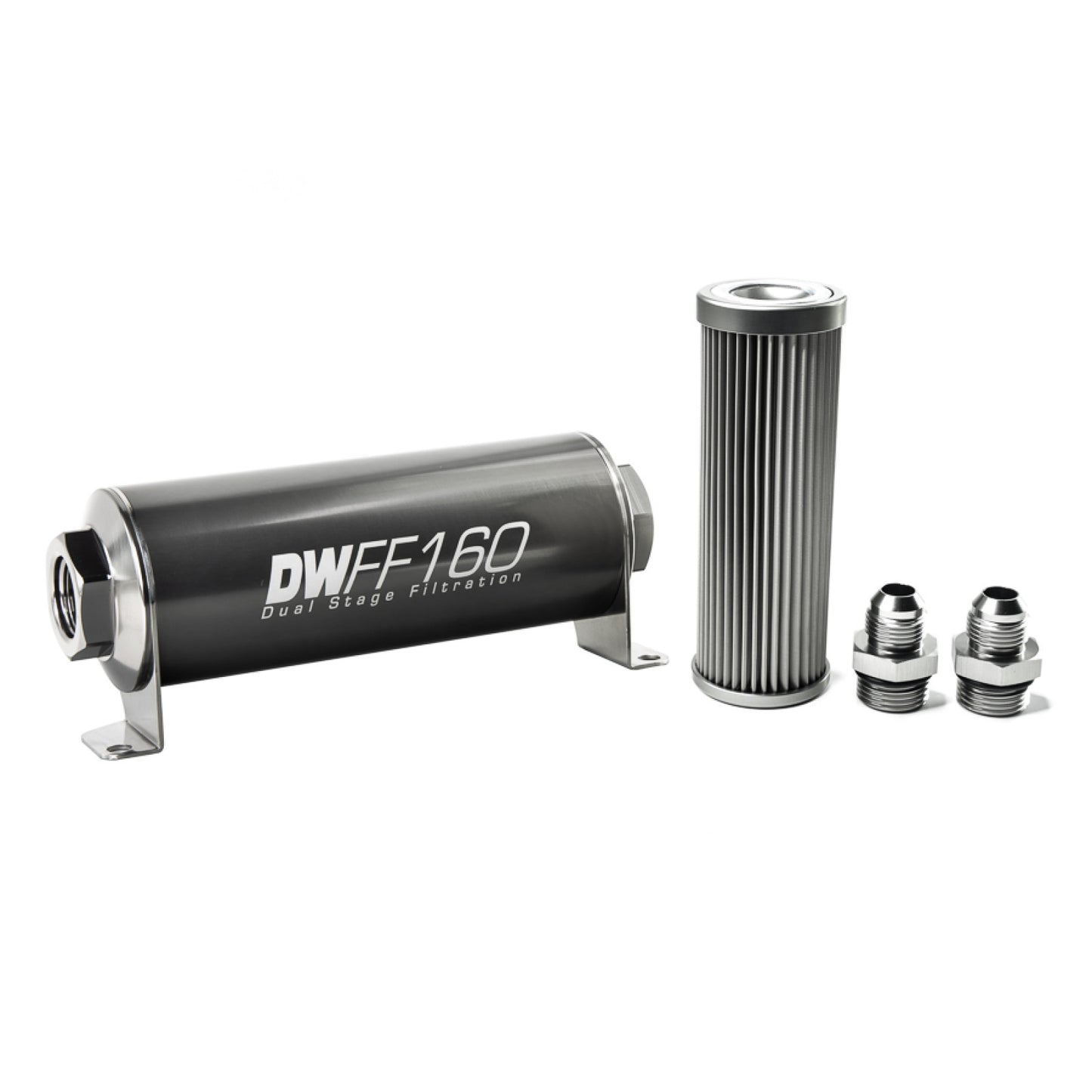 Deatschwerks In-line fuel filter element and housing kit, stainless steel 10 micron, -8AN, 160mm. Universal DEW-8-03-160-010K-8