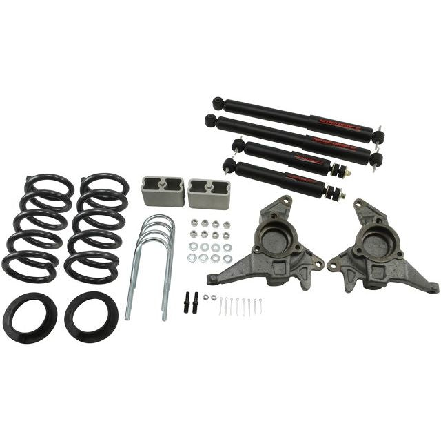 BELLTECH 626ND LOWERING KITS Front And Rear Complete Kit W/ Nitro Drop 2 Shocks 1998-2003 Chevrolet Blazer/Jimmy 6 cyl. (except Extreme) 4 in. or 5 in. F/3 in. R drop W/ Nitro Drop II Shocks