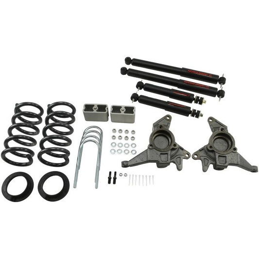 BELLTECH 626ND LOWERING KITS Front And Rear Complete Kit W/ Nitro Drop 2 Shocks 1998-2003 Chevrolet Blazer/Jimmy 6 cyl. (except Extreme) 4 in. or 5 in. F/3 in. R drop W/ Nitro Drop II Shocks