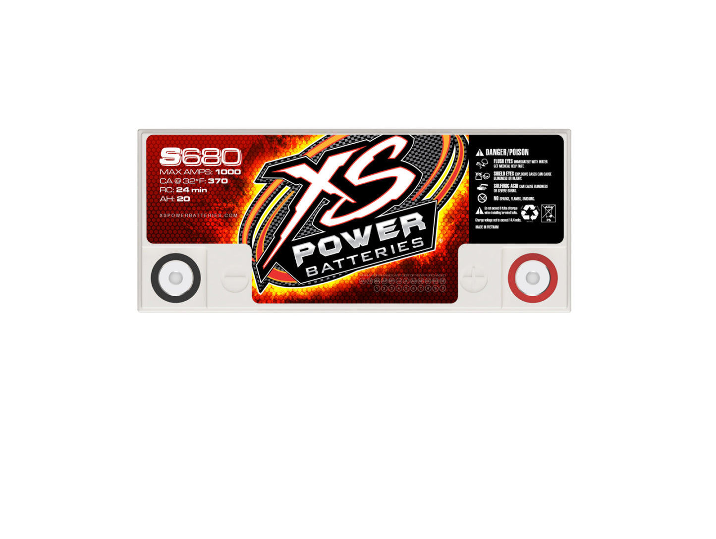 XS Power Batteries 12V AGM S Series Batteries - Automotive Terminals Included 1000 Max Amps S680