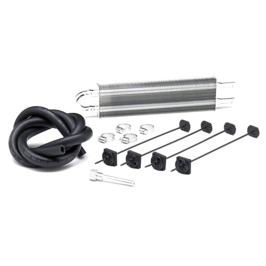 Borgeson - Power Steering Cooler Kit - P/N: 925125 - Includes 2.5" X 9" Standard 2 pass power steering cooler cooler mount kit 6' of high temp power steering return hose 3/8" hose barb and 4 hose clamps.