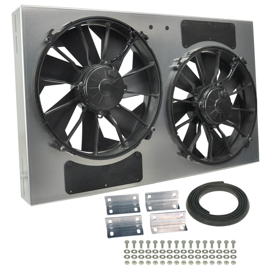 Derale Powerpack - High Output Dual 12" Electric RAD Fan/Aluminum Shroud Kit 16838