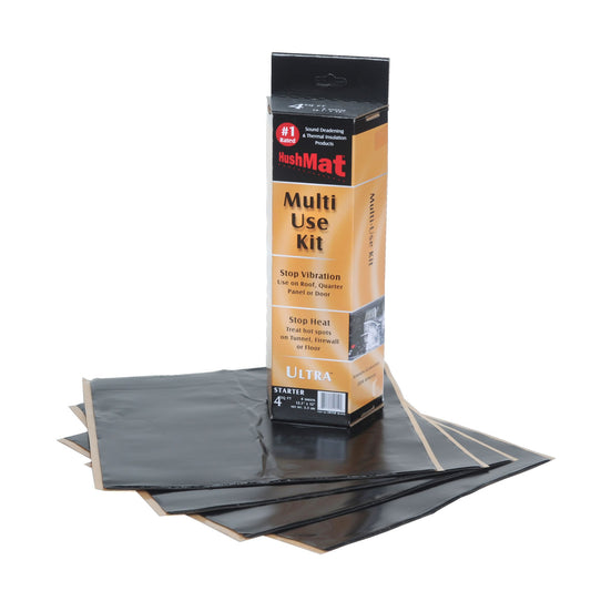 Hushmat Multi Use Kit - Stealth Black Foil with Self-Adhesive Butyl-4 Sheets 12inx11in ea 3.7 sq ft 10150