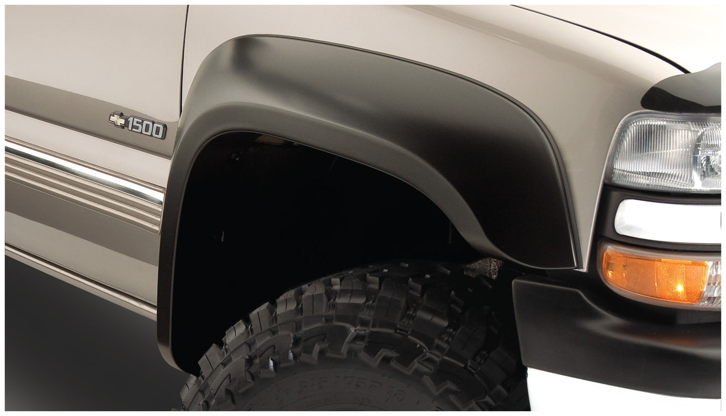 Bushwacker 40925-02 Black Extend-A-Fender Style Smooth Finish 4-Piece Fender Flare Set For 2007-2013 Chevrolet Silverado 1500; Fits 69.3 In. Bed