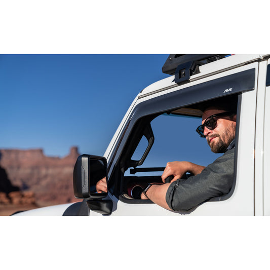 Auto Ventshade 894066 Low Profile Dark Smoke Ventvisor Side Window Deflector 4-Piece Set For 20-22 Jeep Gladiator 18-22 Jeep Wrangler JL