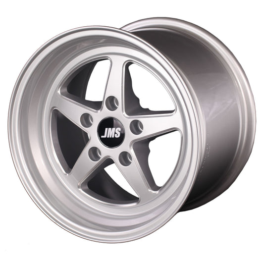 JMS Avenger Series Race Wheels - Silver Clear w/ Diamond Cut; 15 inch X 10 inch Rear Wheel w/ Lug Nuts -- Fits 2006-2015 Dodge Challenger and Charger with 15inch rear wheel conversion A1510662DS
