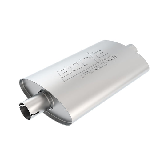 Borla ProXS Muffler 2in Center Inlet/ 2in Center Outlet 4in x 9.5inOval x 14in Long Oval Body Notched Necks 400494