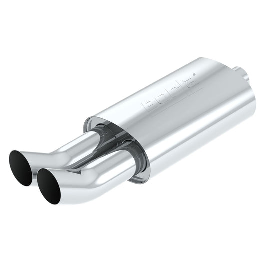Borla Boomers Muffler Spitfire 2.25in Center Inlet/ 3in Dual Round Tips 5.5in x 8.5in Oval x 14in Long Body 40059