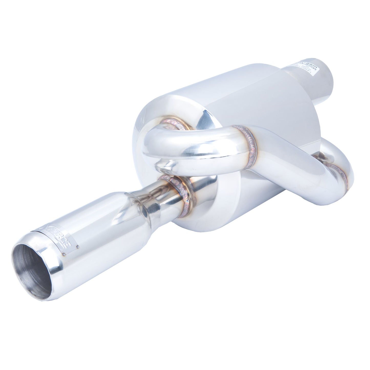 XFORCE 2.5" Twin Loop Round Muffler 3" OD Tip; Exhaust Muffler S10-2.5