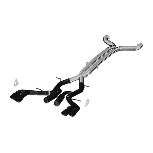 MBRP Exhaust 3in. Dual Cat Back; Quad Tips; Black Coated; Race Version S7033BLK