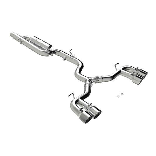 MBRP Exhaust 3in. Cat Back; Quad Split Rear; T304; CF Tip S4612304