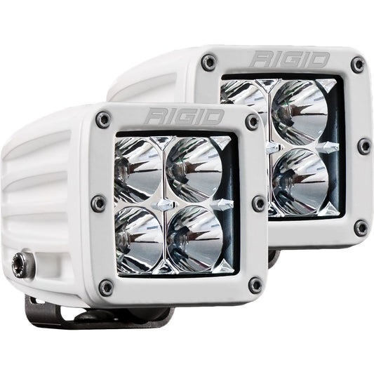 RIGID Industries D-Series PRO LED Light Flood Optic Surface Mount White Housing Pair 602113