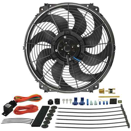 Derale 16" Tornado Electric Fan & 180 DegreeF Dual Probe Fan Controller Kit 16016