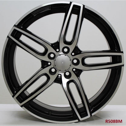 19" X 8/9" Staggered Aluminum Black Machine Face Wheels Set - Dynamic Performance - R508-BM-19x8/9-5x112-35/35-66.56