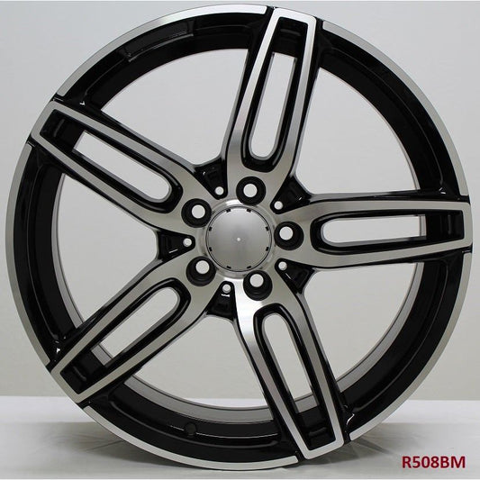 19" X 8/9" Staggered Aluminum Black Machine Face Wheels Set - Dynamic Performance - R508-BM-19x8/9-5x112-35/35-66.56