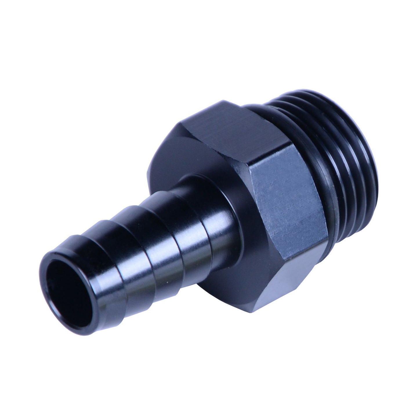 Derale Aluminum Cooler/Adapter Fitting 1/2" hose barb x -10AN O-ring, Black Anodized 98208