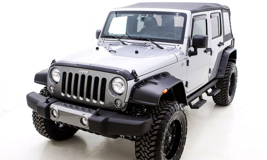 Lund FX606S Elite Series Black Flat Style Smooth Finish 4-Piece Fender Flare Set For 2007-2018 Jeep Wrangler JK