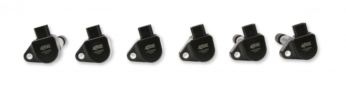 ACCEL Ignition Coil - Honda and Acura 3.0, 3.2, 3.5L, 6-cylinder, Black, 6-Pack 140085K-6