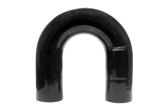 HPS Performance Silicone 180 Degree U Bend Elbow Hose High Temp 4-ply Reinforced 2-1/4" ID Black HTSEC180-225-BLK