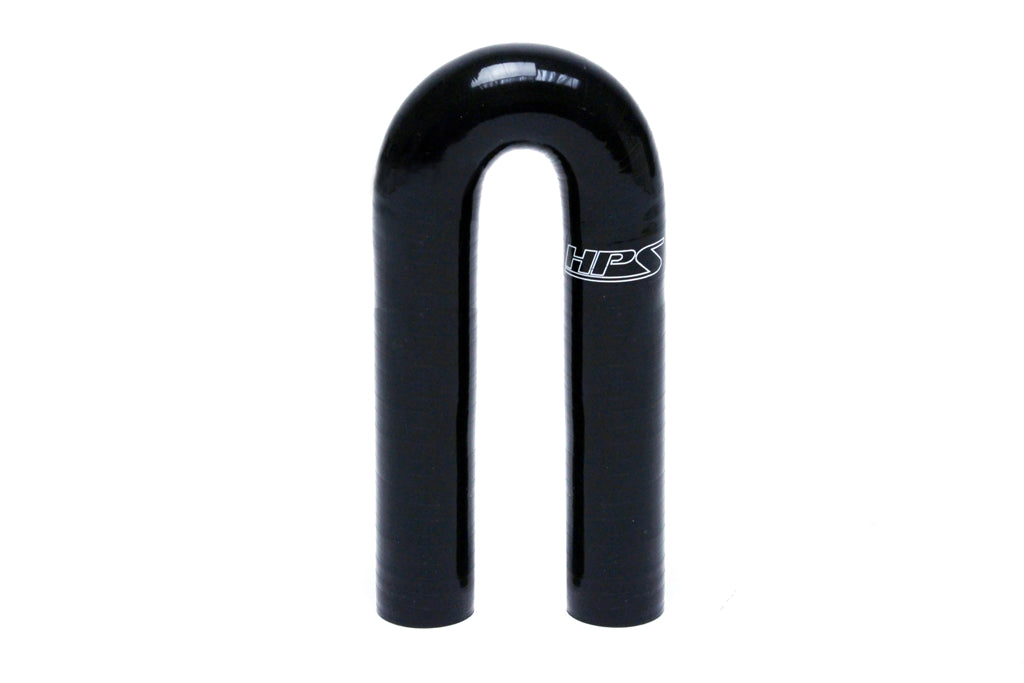 HPS Performance Silicone 180 Degree U Bend Elbow Hose High Temp 4-ply Reinforced 5/8" ID Black HTSEC180-062-BLK