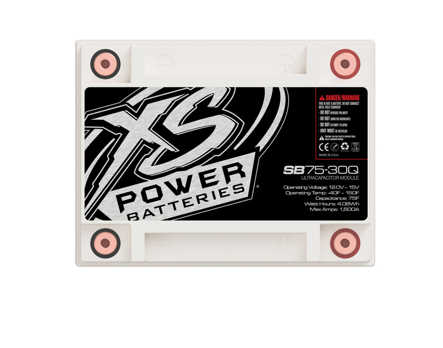 XS Power Batteries 12V Powersports Super Bank Capacitor Modules - M6 Terminal Bolts Included 1500 Max Amps SB75-30Q