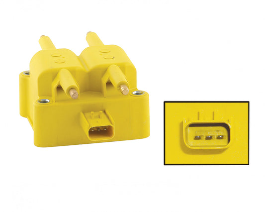 ACCEL Ignition Coil - SuperCoil - 1998-2003 - Dodge/Plymouth/Chrysler/Jeep 2.0L/2.4L/2.5L Engines - Flat Pin - Yellow - Individual 140027