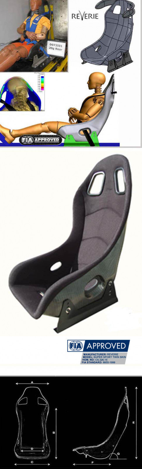 Reverie Super Sports Carbon Fibre Seat - Twin Skin, FIA Fabric Trimmed, FIA Approved R01SI0101