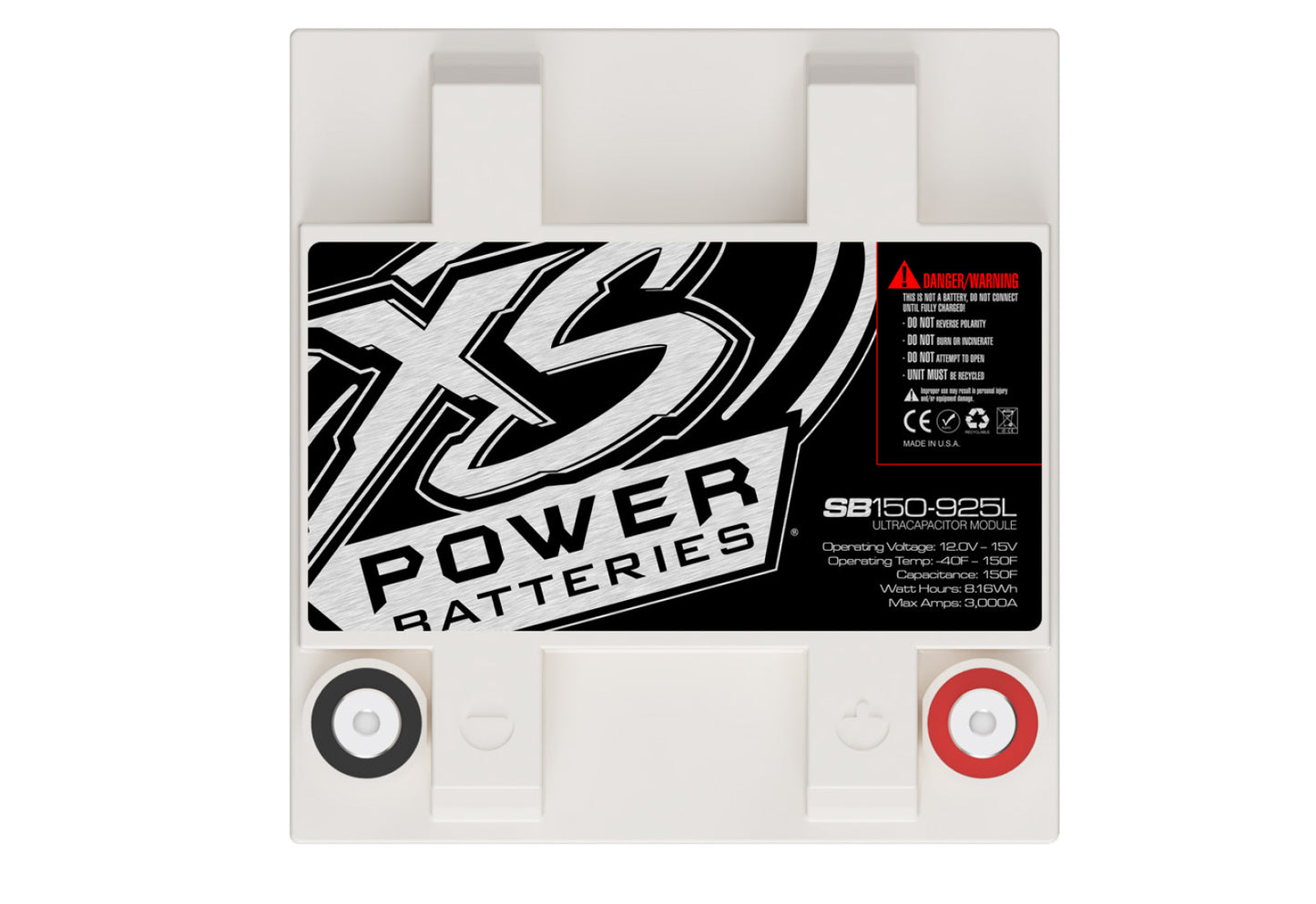 XS Power Batteries 12V Powersports Super Bank Capacitor Modules - M6 Terminal Bolts Included 3000 Max Amps SB150-925L