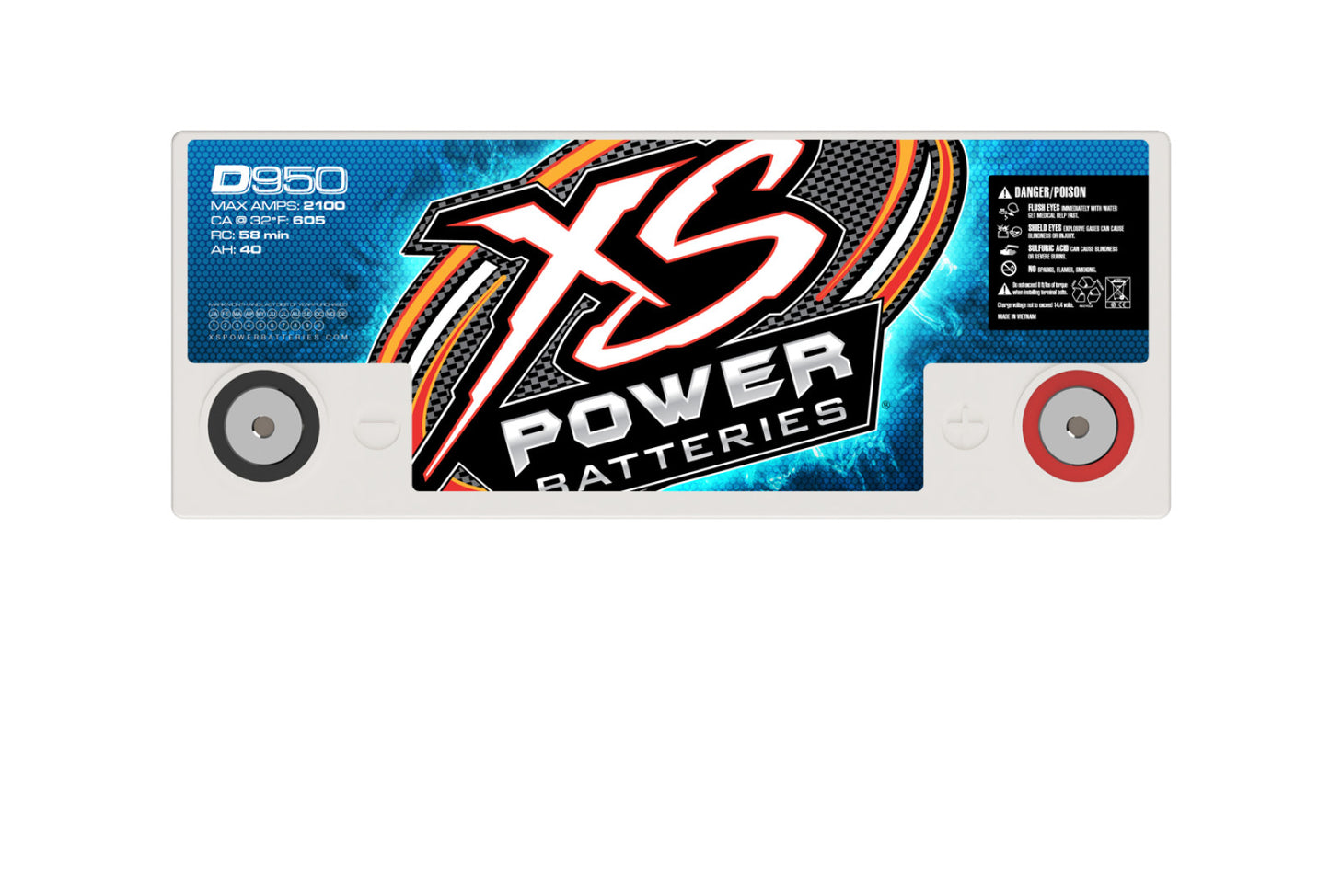 XS Power Batteries 12V AGM D Series Batteries - M6 Terminal Bolts Included 2100 Max Amps D950