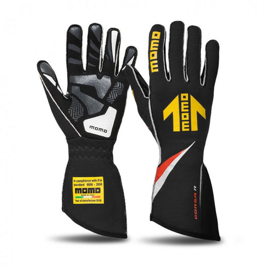 MOMO Corsa R Black Racing Gloves Size 13 GUCORSABLK13