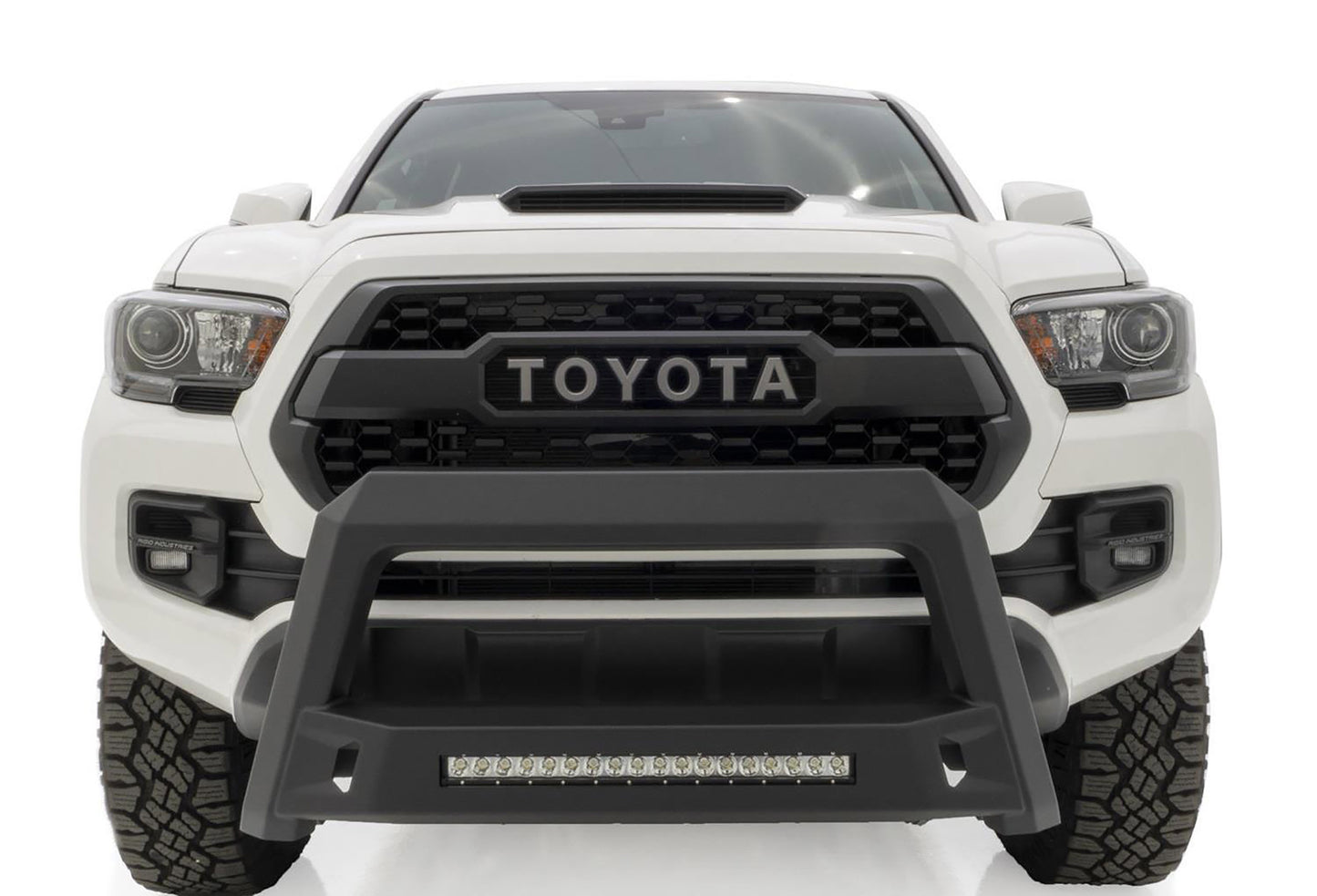 Lund 86521213 Revolution Black Steel Bull Bar With Integrated LED Light Bar For 2016-2022 Toyota Tacoma