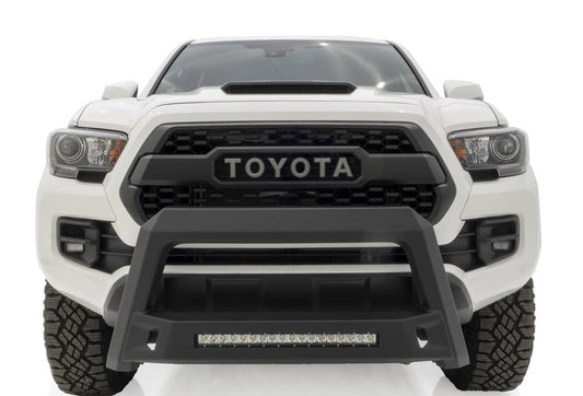 Lund 86521213 Revolution Black Steel Bull Bar With Integrated LED Light Bar For 2016-2022 Toyota Tacoma