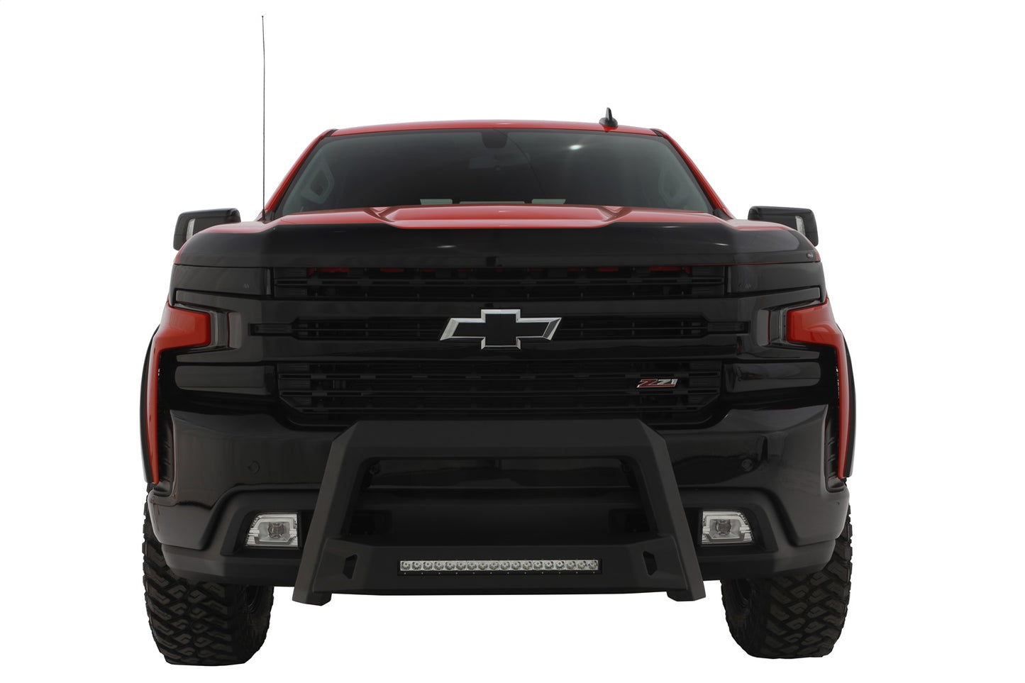 Lund 86521203 Revolution Black Steel Bull Bar With Integrated LED Light Bar For 2011-2019 Silverado And Sierra 2500 HD 3500 HD