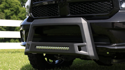 Lund 86521208 Revolution Black Steel Bull Bar With Integrated LED Light Bar For 2019-2022 Ram 1500 Excludes Rebel Models