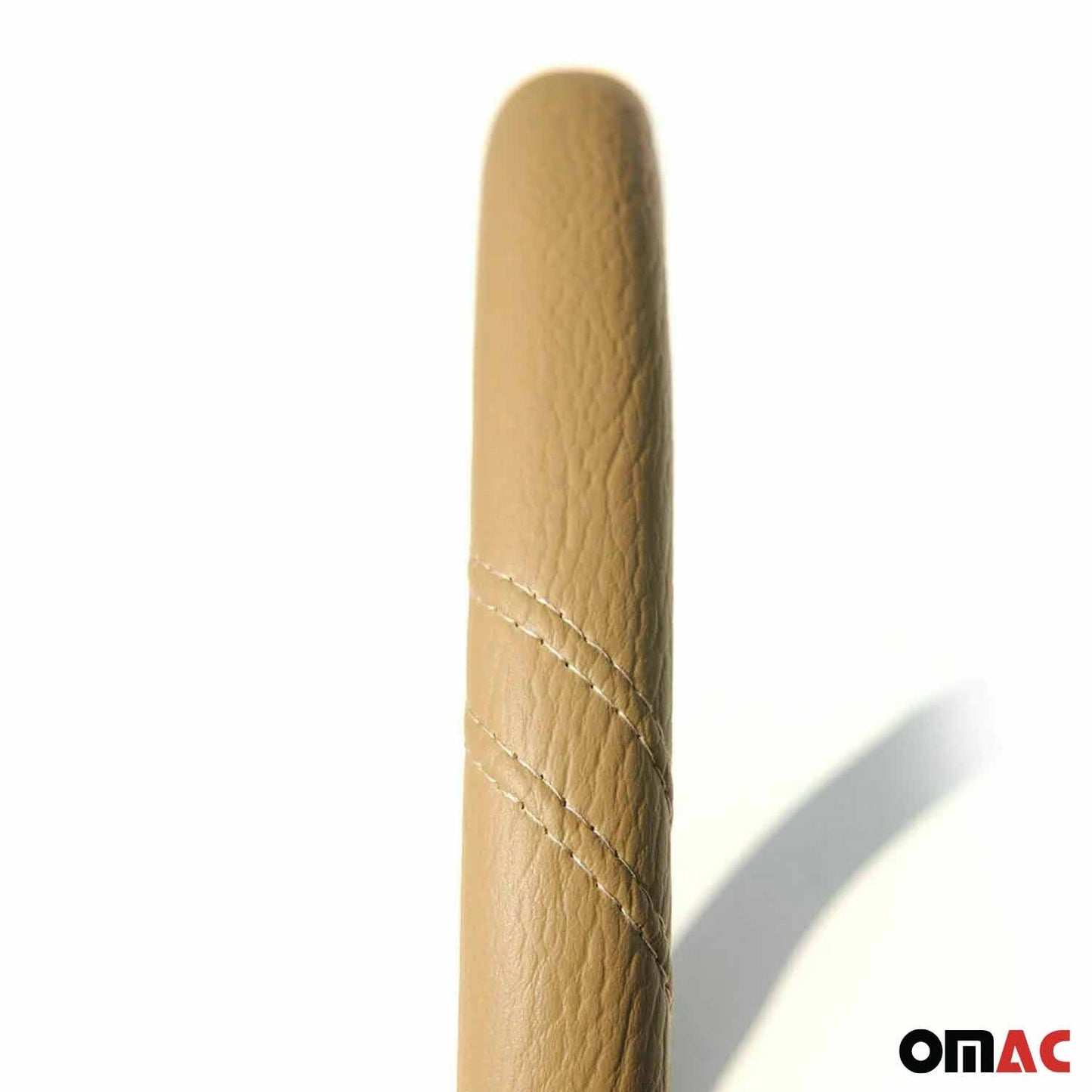 OMAC Fits Lincoln 15" Steering Wheel Cover Dark Beige Leather Anti-slip Breathable 96AM074-25825